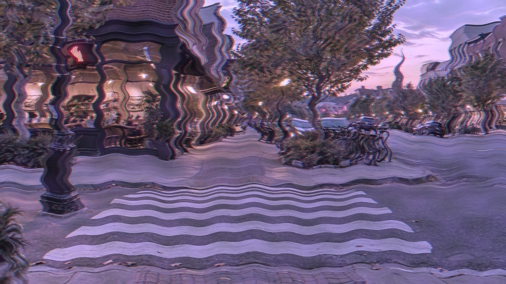 An artistic color and pattern treatment of the same view